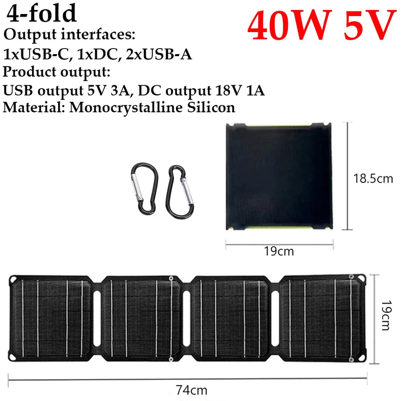 Carregador Solar Portátil Dorn Usb Dobrável