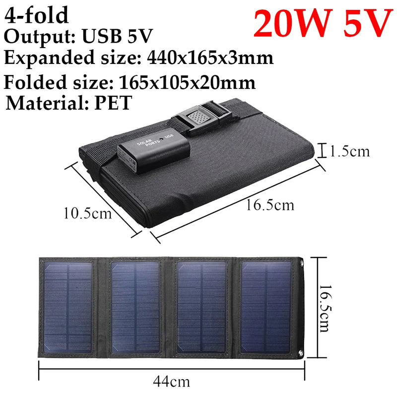 Carregador Solar Portátil Dorn Usb Dobrável